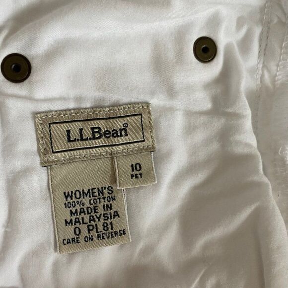 LL Bean Women’s High Waist Cotton Capri White Denim Pants - Picture 8 of 10